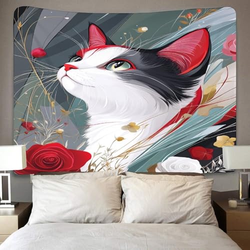 Couverture murale chat effet 3D en polyester souple grand format 180cm - 4
