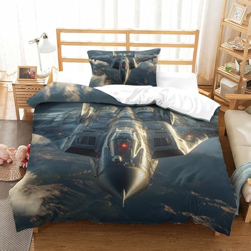 Parure de lit avions de combat 3D microfibre housse de couette single - 2
