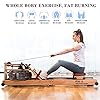 RW8 Plus Foldable Wood Water Rowing Machine with APP, Rowing Machine Water Resistance for Home Use with LCD Monitor, Wood Indoor Rower, Soft Seat