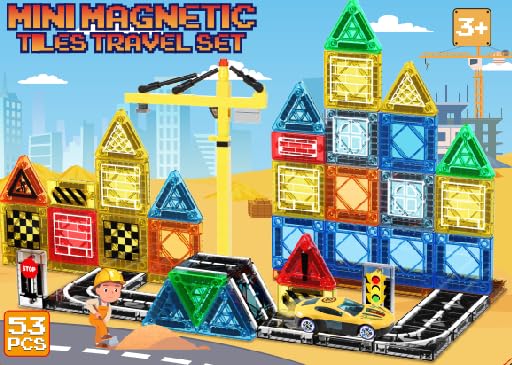 iKidiki Mini Travel Magnetic Tiles Construction 53 PCS