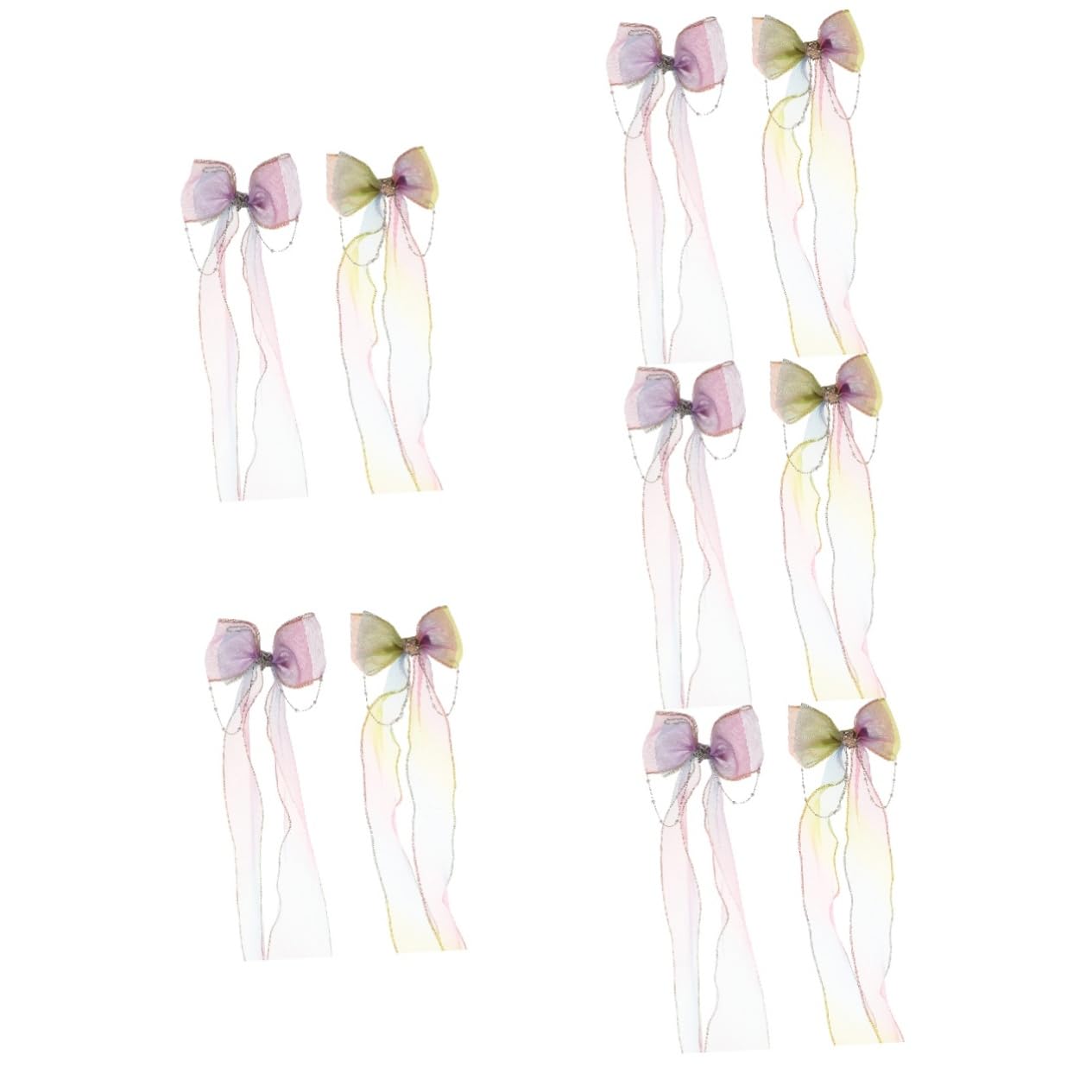 MAGICLULU 10 Piezas Horquilla De Lazo Brillo Colorido Lazos Para El Cabello De Niña Accesorios Para El Cabello De Boda Accesorios Para El Cabello De Niñas Tela Emitir Tarjeta Bebé