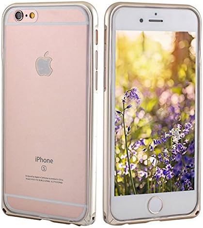 iPhone 6 Case, iPhone 6s Case Aerial Aluminum Metal Bumper Frame +TPU Transparent Back Panel Dual Protective Clear Case, 2 in 1 Cover for Apple iPhone 6 6s (4.7 inch) (Gold)