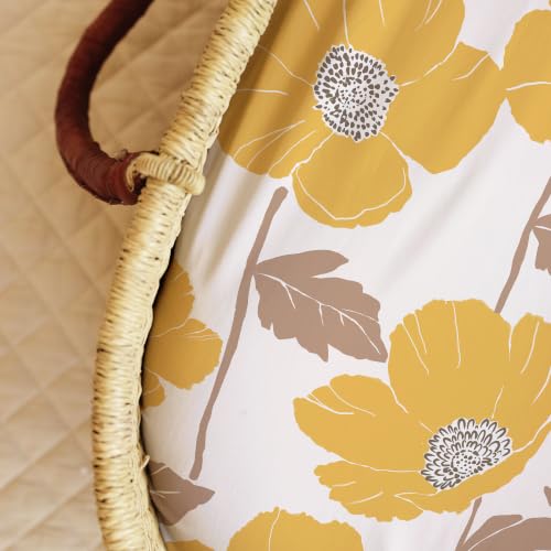 Image of Baby Bassinet Sheets Girl (Poppy Fields) 2-Pack - Fitted Bedside Bassinet Sheets - Buttery Soft Cotton Blend for Standard Bassinet Mattress Pad - Compatible with Halo Bassinest