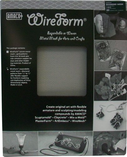 Wireform Amaco Lot de 3 feuilles de maille métallique à modeler 40 x 50 cm
