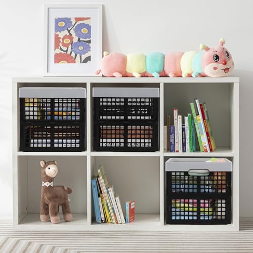 Kekow 22 L Plastic Collapsible Crate, 3 Pack Plastic Stackable Storage Crate, Cubes Organizer Baskets - Image 6