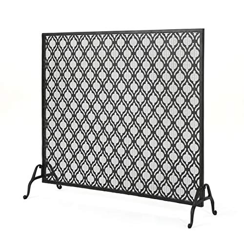 Christopher Knight Home Elmer Single Panel Iron Fireplace Screen, Black #TOP6
