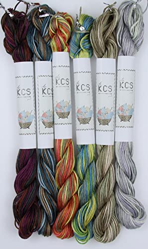 Image of KCS Big skeins of 25 Meters Size 25 Color Variegated Cross Stitch Stranded Threads,6 skeins,07