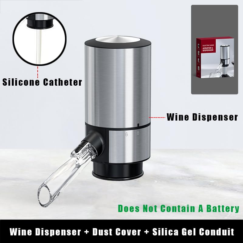 Aérateur de vin électrique – Distributeur automatique de vin pompe avec tube rétractable pour oxydation instantanée et décantation en une seule touche