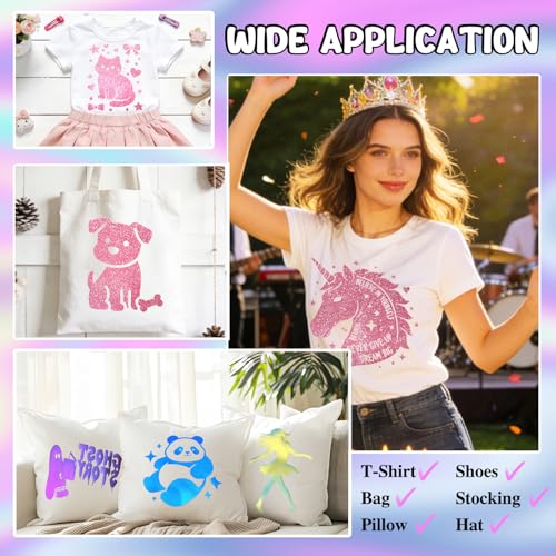 Image of Pink Glitter Heat Transfer Vinyl Pink Glitter Vinyl Glitter HTV Vinyl Rolls Pack 12 Inch x 5 Feet Iron on Vinyl for Cricut T-Shirts DIY Design, Silhouette Cameo & Heat Press Machine