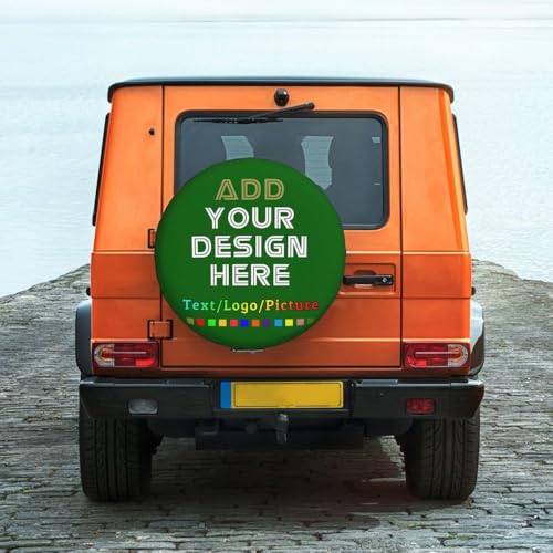 Image of Custom Spare Tire Cover Personalized Tire Covers Add Your Own Design Logo Picture Customize Wheel Cover Universal Size 14-17 in Fit for Jeep Trailer Camper RV Wheel Covers, DarkGreen