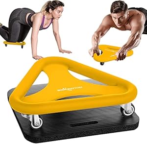 BODY RHYTHM Abdominal & Core Coaster Strength Workout Trainer, Ab Wheel Roller Exercise Machine with Knee Mat for Home…