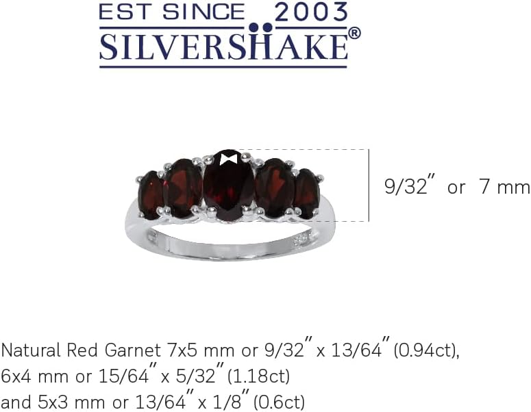 Silvershake Graduated 5-Stone Gemstone in White Gold Plated 925 Sterling Silver Right Hand Anniversary Ring Jewelry for Women