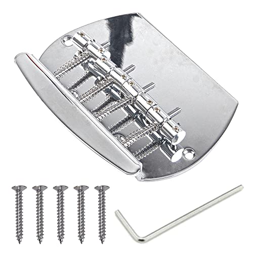 1Pcs Yootones 4-String Bass Bridge Compatible with Music Man Style Bass Replacement (Silver)