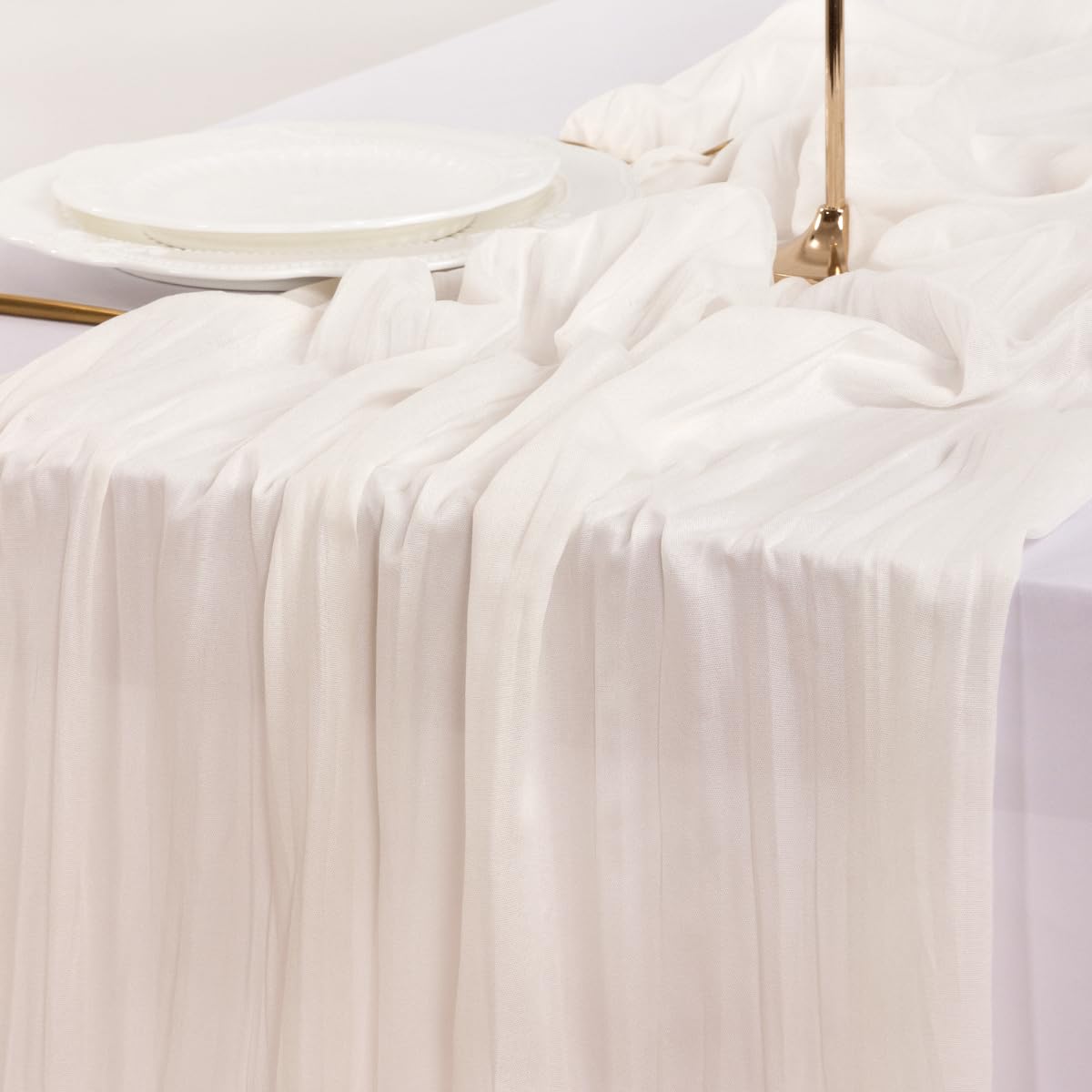 Socomi - 6 caminos de mesa de estopilla, estilo de gasa rústica, bohemia veraniega, 305 cm, para bodas, fiestas, baby shower, cumpleaños, decoración del hogar o vacaciones, marfil