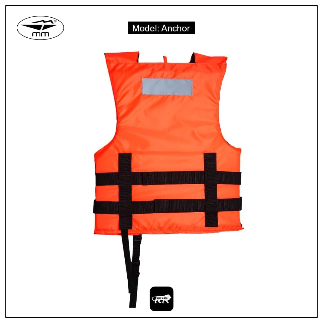 Adult Safety Life Jacket, Orange, Unisex, Life Jacket, 40" - 60", 40-90kg, 100N Buoyancy, 3-Buckle, Polyester, Adjustable, Reflective, Waterskiing, Wakeboarding, Canoeing, Fishing, Tubing