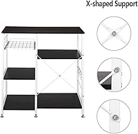 Vista 2 de Isla de cocina con almacenamiento, estante de panadería de pie, estación de mesa de barra de café, soporte para horno de microondas, estación