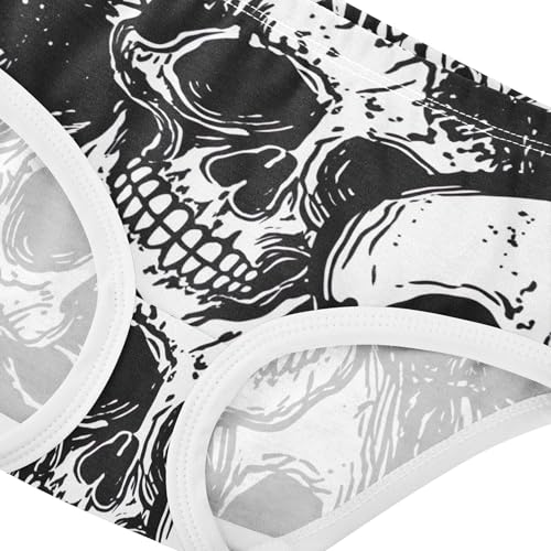 Black Skulls White Girl Panties Cute Girls Underwear Toddler Cotton Colorful Kids Undies Briefs 2t4