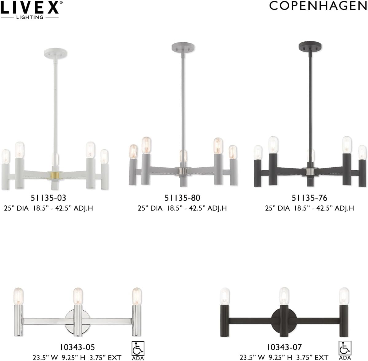 Livex Lighting 5 Lt Scandinavian Gray Chandelier