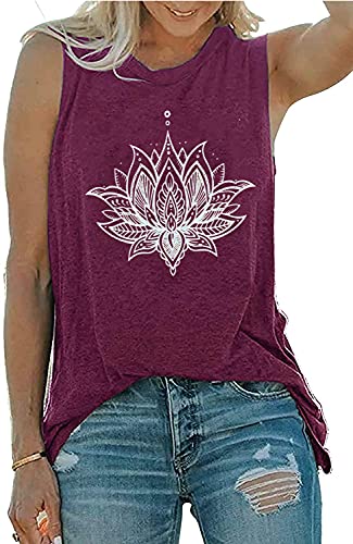 QIANRUO Camiseta regata feminina de flor de lótus para meditação,...