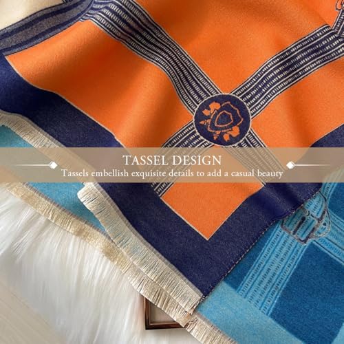 Winter Scarf Cashmere Shawl Women Color Blocked Horse Pattern Reversible Scarf With Tassel Pashmina Shawls And Wraps4