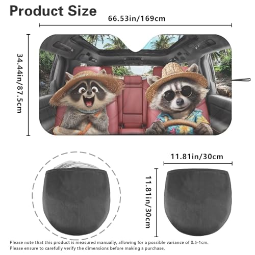 Image of Funny Raccoon Car Front Windshield Sun Shade Reflect UV Sun and Heat Foldable Car Windshield Sunshades Interior Accessories Protection Universal Vehicle Accessories