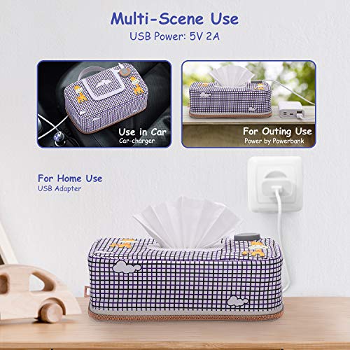 Seposeve Portable Baby Wipe Warmer with 3 Heating Modes, Farewell the Cold Baby Wipes When Changing Diaper, Auto-OFF Protection after 60 Minutes, Wipe Dispenser for Baby, USB Power 5V 2A. Home/Travel.
