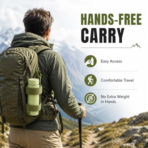 Image of Water Bottle Holder Pouch, Adjustable Nylon Bottle Bag with Belt Clip for Travel, Hiking, Cycling & Outdoor Sports, Portable Bottle Carrier