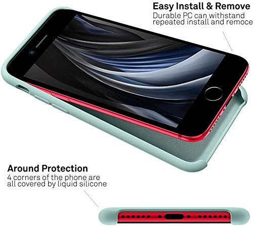 Image of REALCASE for iPhone SE 2022 Back Cover, Liquid Silicone Case Back Cover for Apple iPhone SE (3rd Generation) / iPhone SE 2020 / iPhone 8 / iPhone 7 (M Green)
