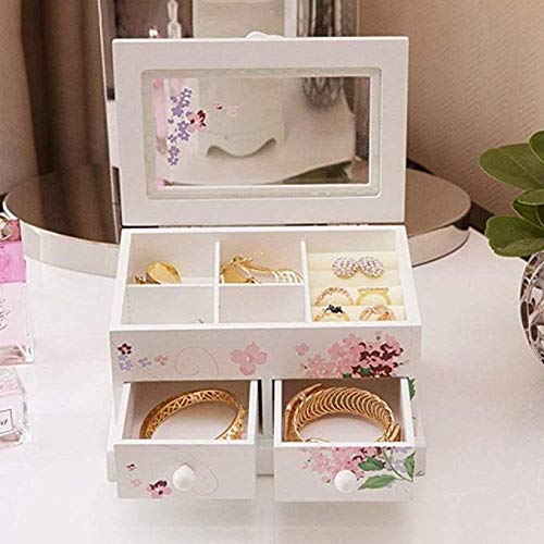 Boîte à bijoux en bois pour coiffeuse et rangement de bague de mariage
