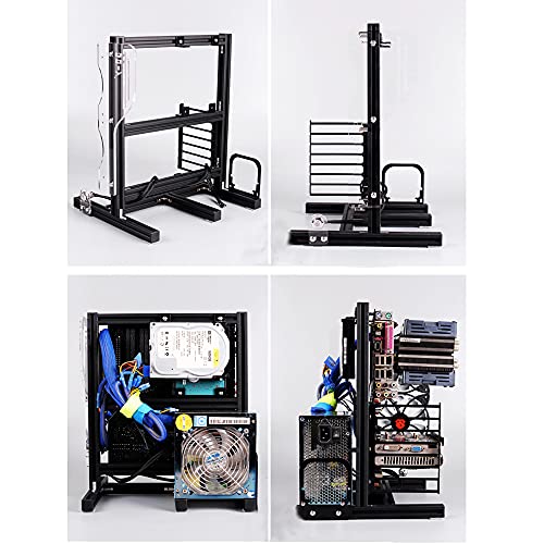 Gabinete para PC DIY Gaming, chasis vertical abierto para placas base ATX, Micro-ATX e ITX, disipación térmica completa, marco de aluminio y acrílico, color negro miniatura 3