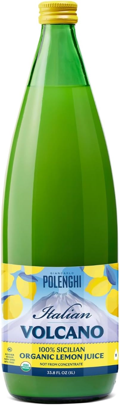 Volcano Bursts Organic Italian Lemon Juice, 33.8 oz (1 Liter)