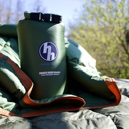 Image of Horizon Hound Puffy Down Camping Blanket - Outdoor Travel Quilt, Spruce Green | Insulated, Lightweight & Warm Gear for Sleep, Camping, Stadium, Hiking & Festivals | Water Resistant, Packable & Compact