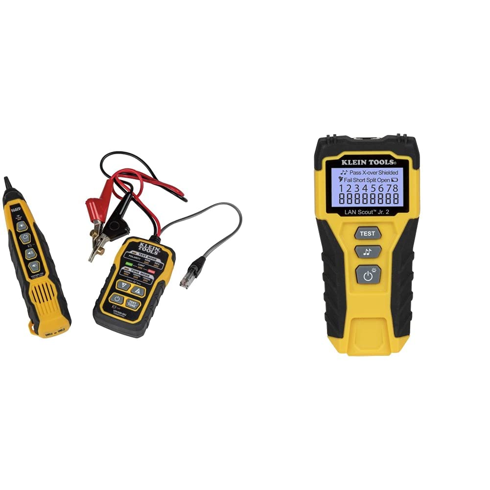 Klein Tools VDV500-820 Cable Tracer with Probe Tone Pro Kit & VDV526-200 Cable Tester, LAN Scout Jr. 2 Ethernet Cable Tester for CAT 5e, CAT 6/6A Cables with RJ45 Connections