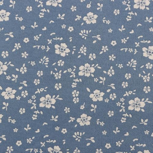 Whakano Tela de algodón con estampado de flores, 1 m x 150 cm, tela para coser, tela de forro, tela decorativa para manualidades, confección, patchwork, costura, manualidades, tela a mano, color azul