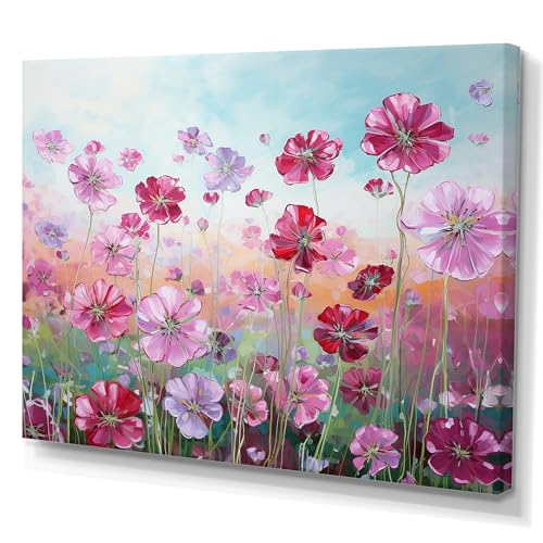 DesignQ Flower Field Oversized Wall art decor, Flower Field Wall