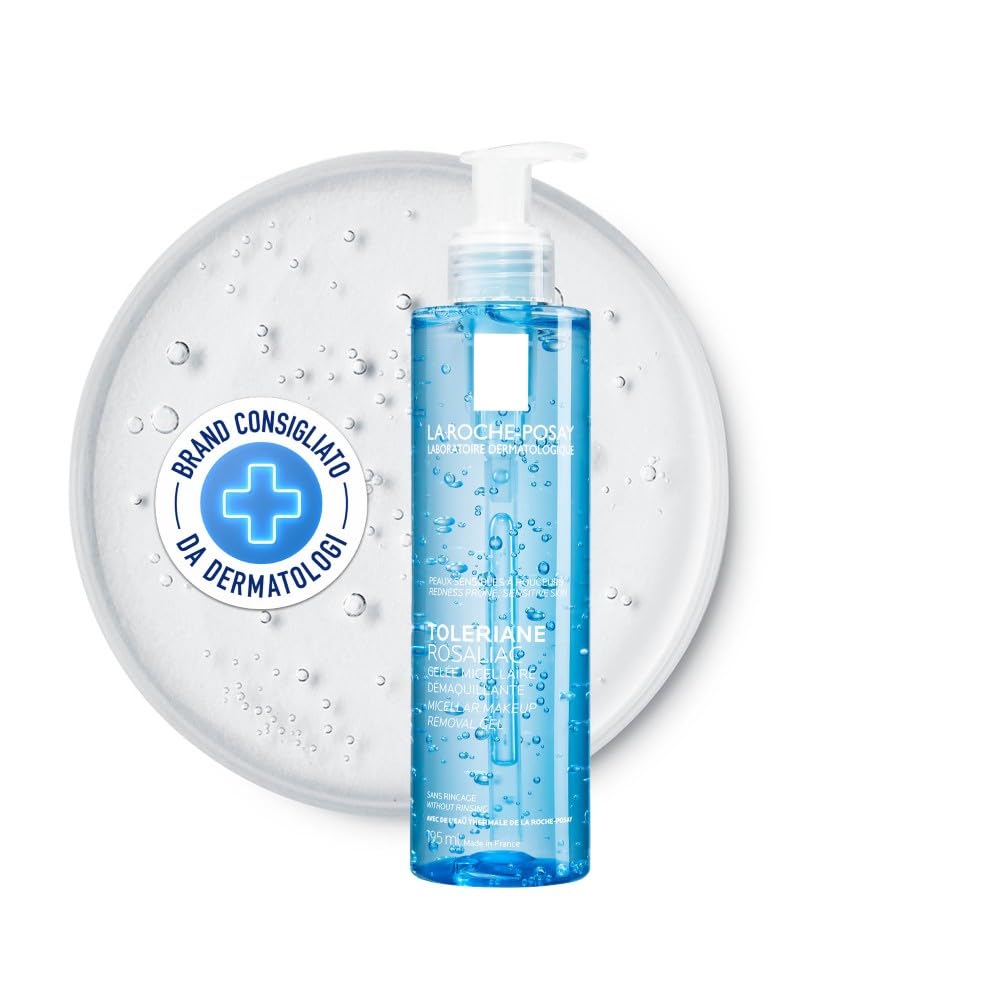 La Roche-Posay Toleriane Rosaliac, Gel Micellare Struccante, Per Pelli Sensibili, Deterge e Lenisce, Con Acqua Termal e Poloxamer, Adatto per Viso e Occhi, 195 ml
