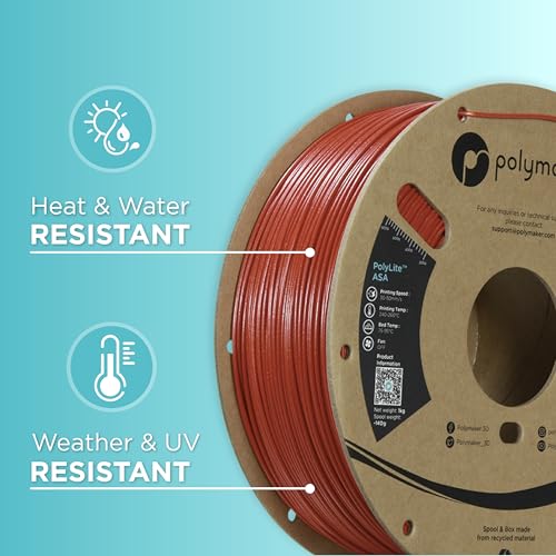 Image of Polymaker ASA Filament 1.75mm Galaxy Red, 1kg ASA 3D Printing Filament, Heat & Weather Resistant - ASA 3D Printer Filament Perfect for Printing Outdoor Functional Parts