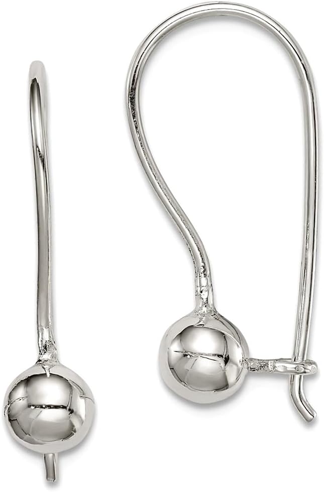 925 Sterling Silver Polished Kidney wire 5mm Ball Earrings 18x5mm Wide Ball Earring for Women