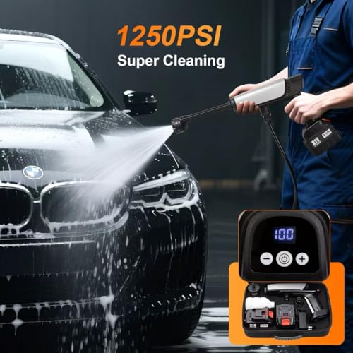Image of Cordless Pressure Washer Battery Powered,Portable Power Washer with 2pcs 4.5Ah Battery&Charger & 6-in-1 Nozzle (new Size)