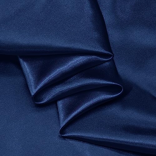 Luxurious Navy Blue Satin Fabric - 60" Wide, 2 Yards of Premium Silky Polyester for Bridal Gowns, Dresses, Crafts, and Elegant Decor 4 Luxurious Navy Blue Satin Fabric - 60" Wide, 2 Yards of Premium Silky Polyester for Bridal Gowns, Dresses, Crafts, and Elegant Decor - Image 3