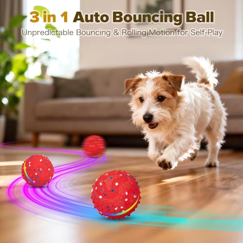 Balle interactive pour chien balle auto-roulante rebondissante Flashseen - 3
