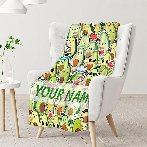 Blanket for Girls - 50"x60" Personalized Cute Avocado Throw Gifts - Colorful Soft Fuzzy Blankets for Bed, Couch & Living Room