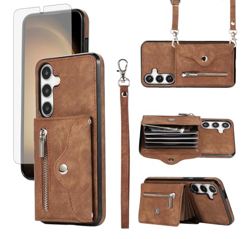 Coque Samsung S24 Plus LLXKFQKB marron en simili-cuir pour habiller votre smartphone avec élégance