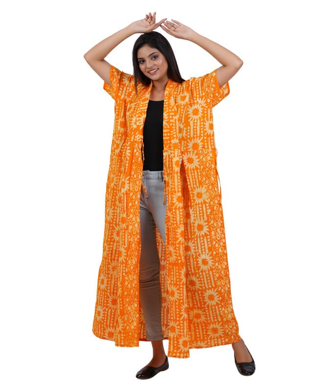 Housecoat/Bathrobe[L-4XL] - Full Open Multipurpose Night Gown -a Kind of Adaptive Clothing with Pocket for Women |Full Length(Mango Yellow 3XL)-image-19