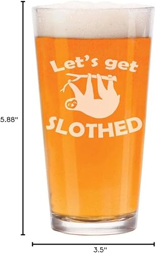 Miniatura 2 de Vaso de cerveza de 16 oz Let's Get Slothed Sloth Funny