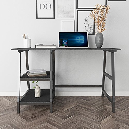 Scrivania In Legno Soges 80x40x75 Cm - Per Computer, Ufficio Casa, Quercia, Robusta - Foto 6