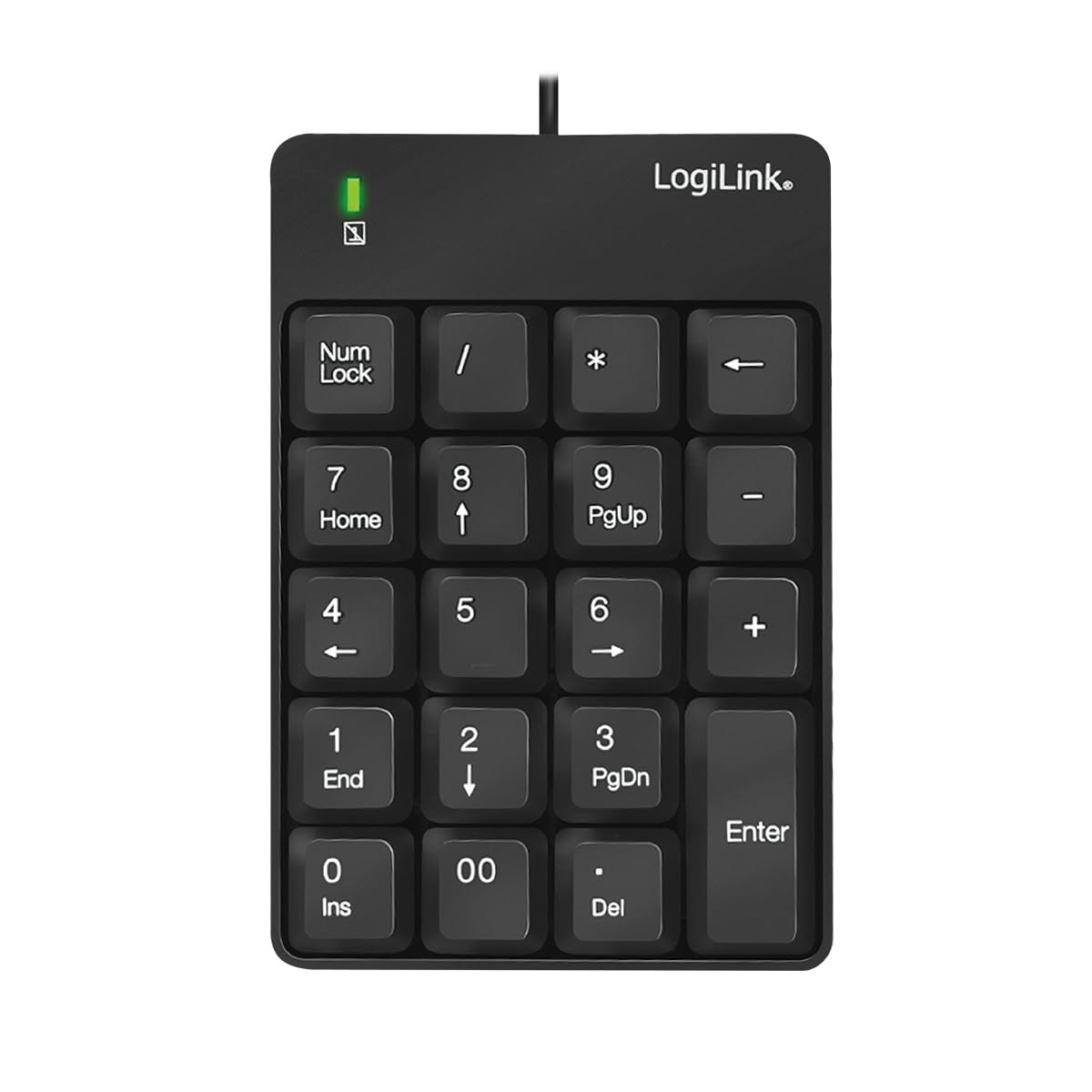 LogiLink ID0184 Teclado numérico Adicional con USB con indicador LED de Actividad, Color Negro