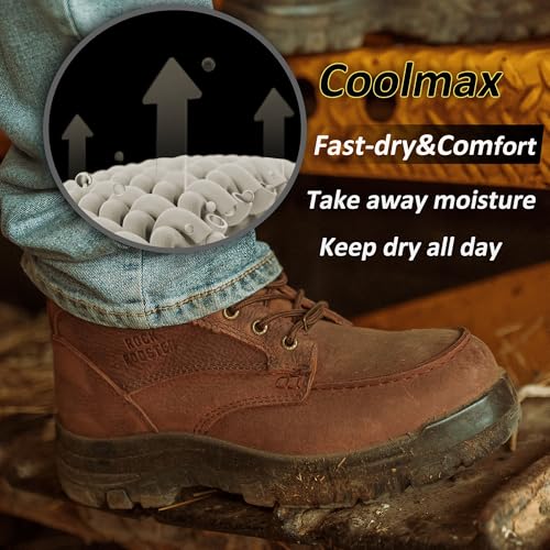 Image of ROCKROOSTER Work Boots for Men, 6 inch Wide Moc Toe Durable Rubber Outsole Work Boot(AK370-AK371-AK372)