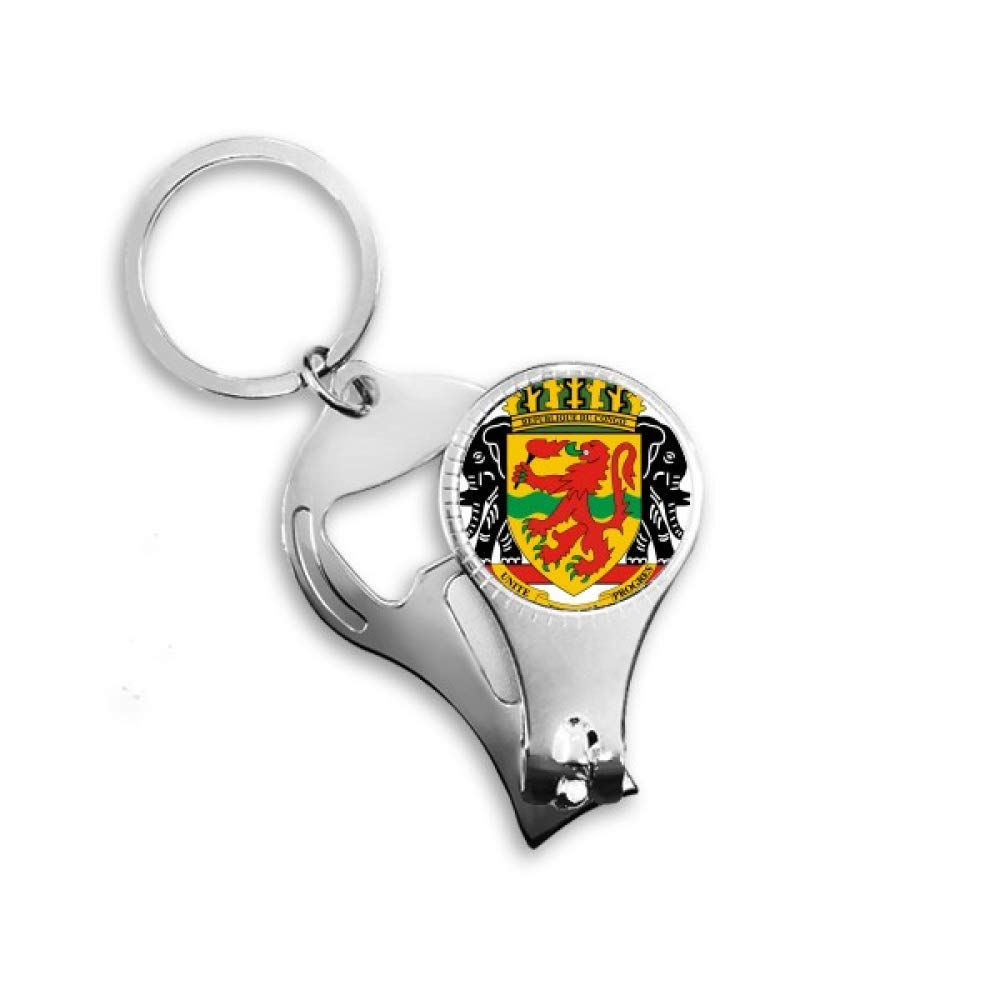 Congo National Emblem Country Nail Nipper Ring Key Chain Bottle Opener Clipper