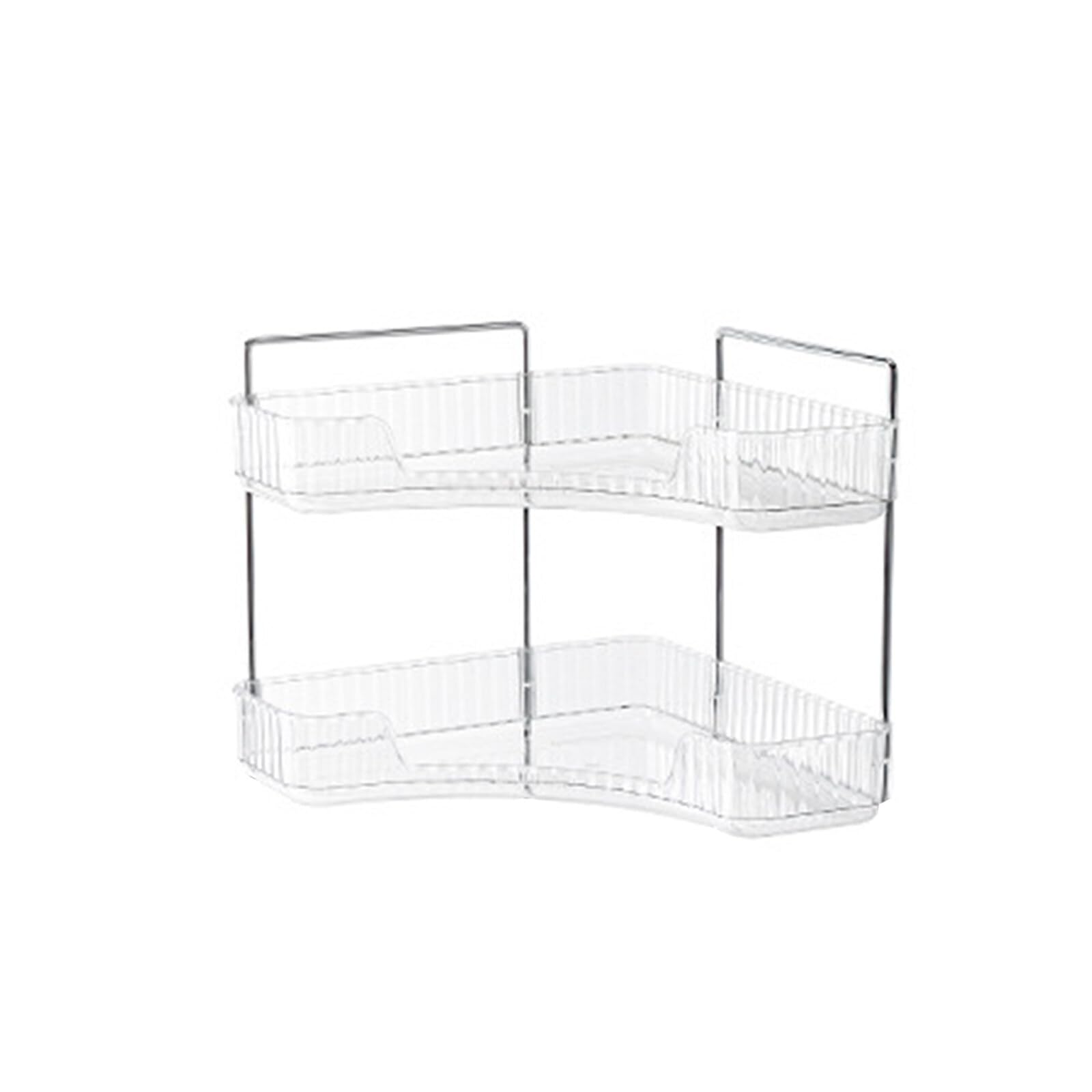 Organizer Per Piano Bagno In Acrilico A 2 Livelli, Organizer Angolare Per Piano Bagno Trasparente Mensola Angolare Per Lavabo~p125845782